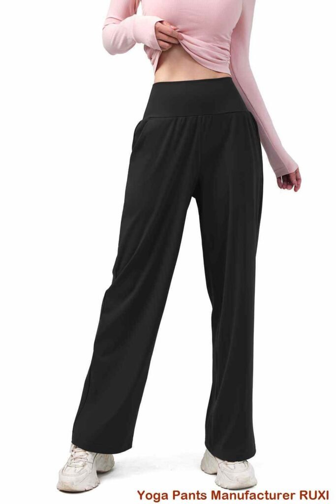 pantaloni de yoga albi cu buzunare RUXI me813